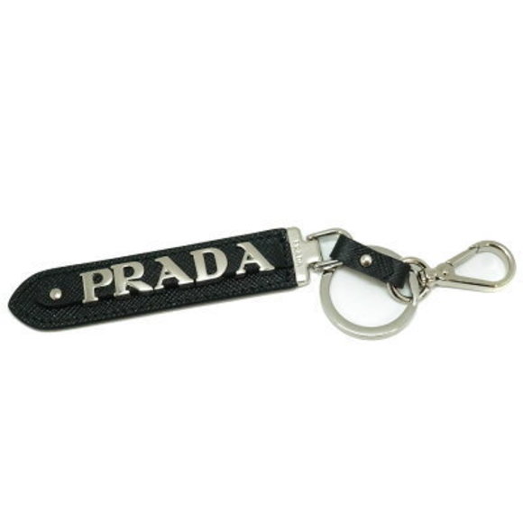 PRADA Key Ring Black Leather - Picture 1 of 6